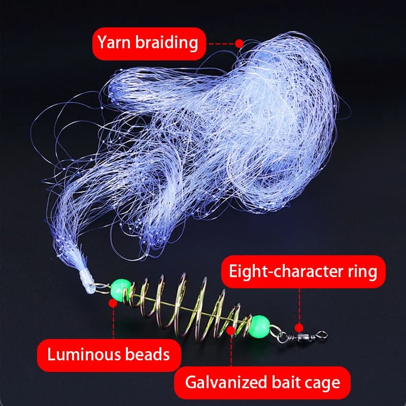 Filet piège pêche 11 tailles mailles perles lumineuses mer cuivre feeder gill