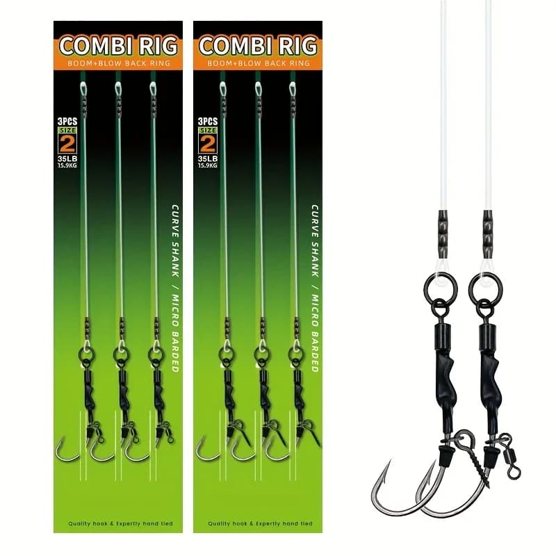 Bas de ligne fluorocarbone 100% avec émerillon roulant pour montage combi rig et méthode feeder carpe