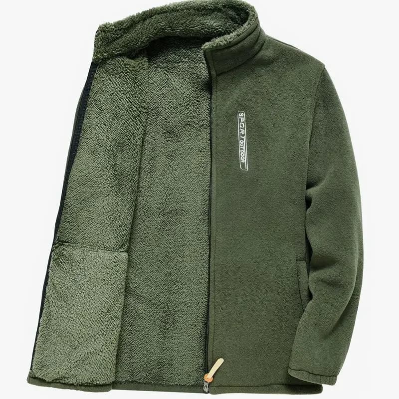 Veste polaire épaisse col montant homme - Manteau doublé polaire coupe-vent froid extérieur