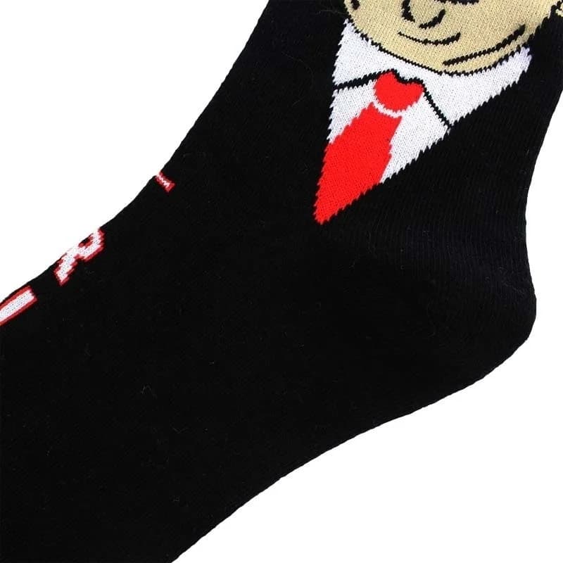 Chaussettes Donald Trump poils 3D faux cheveux crew originales humour politique homme femme collection