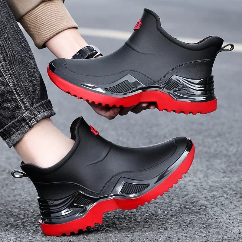 Bottes de pluie sportives courtes homme antidérapantes en PVC pour pêche active et confort