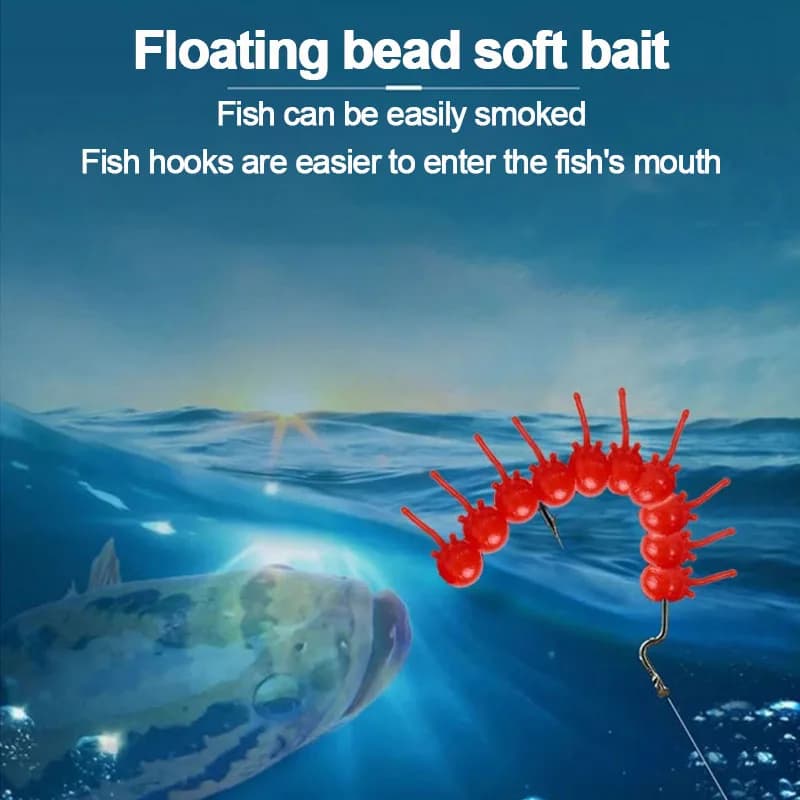 Leurres souples flottants avec queue 4-10mm pêche mer - billes dynamiques anti-fond silicone artificiel