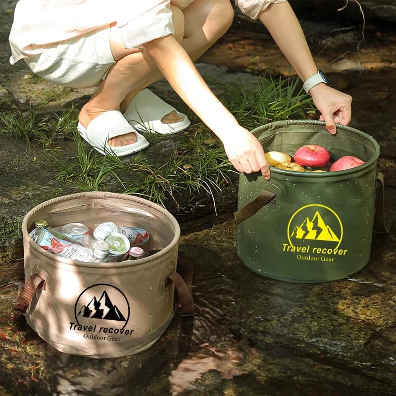 Seau pliable étanche 5L/10L/20L - Bassin portable pour camping, randonnée et pêche pliable