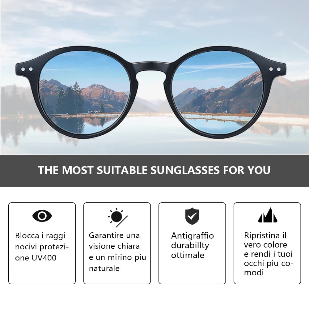 Lunettes de soleil polarisées ZENOTTIC rétro 2023-2024 pour pêche - Cadre rond vintage