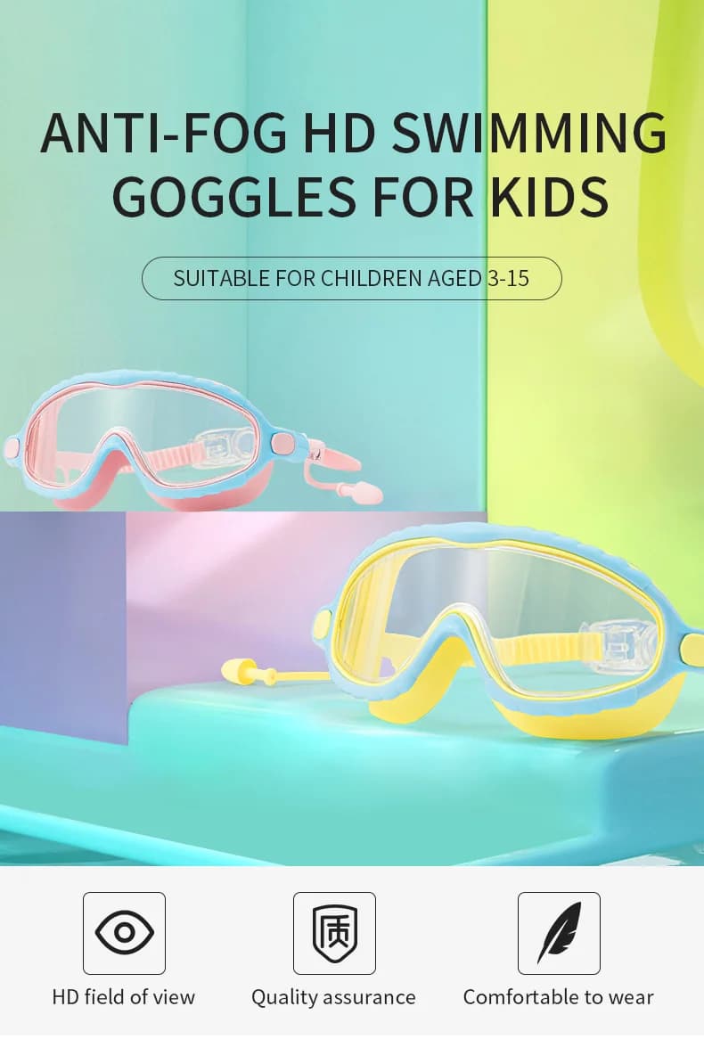Lunettes de natation enfants 3-15 ans anti-buée étanches grand champ vision HD piscine mer