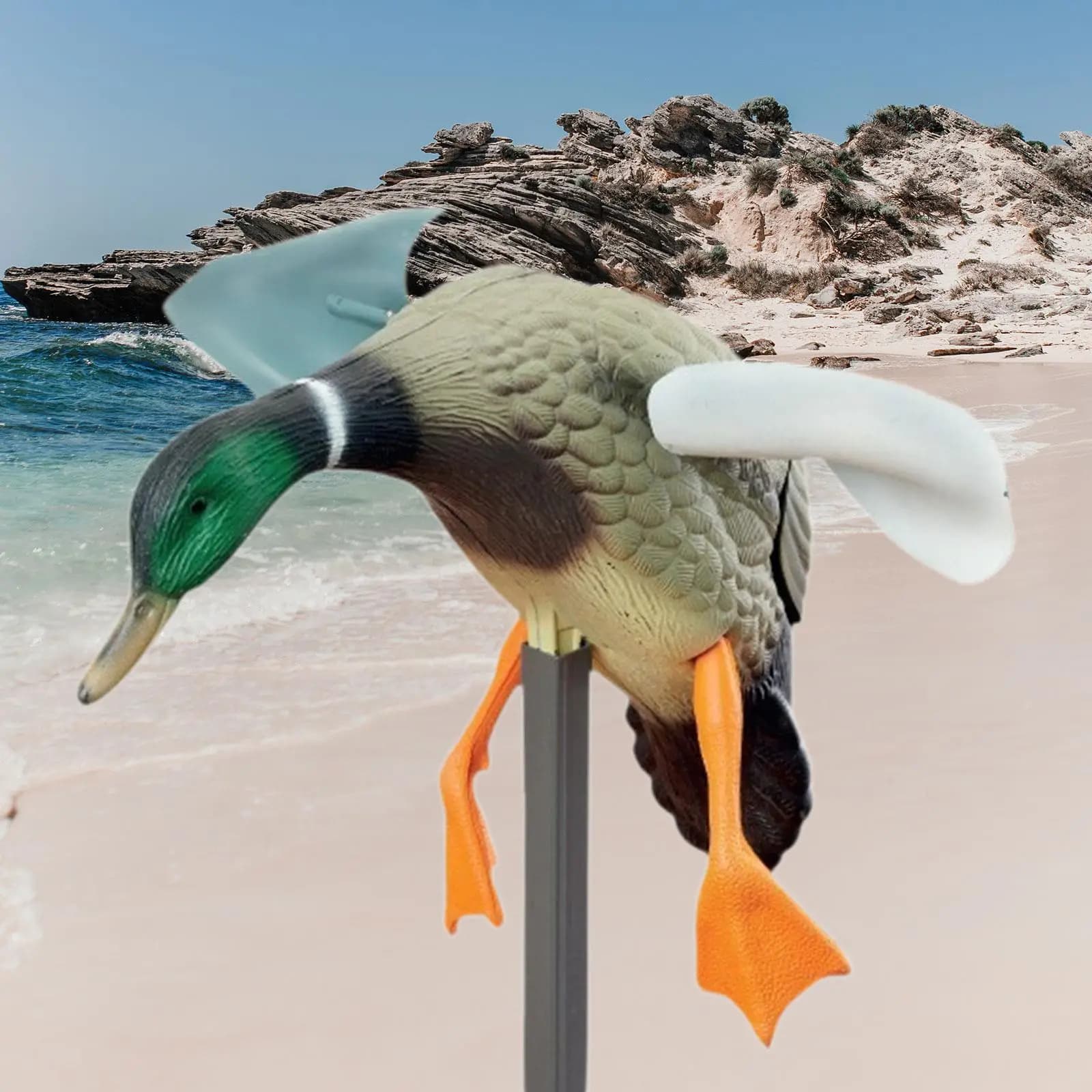 Leurre canard colvert rotatif à vent - Modèle plastique réaliste pour chasse et décoration extérieure