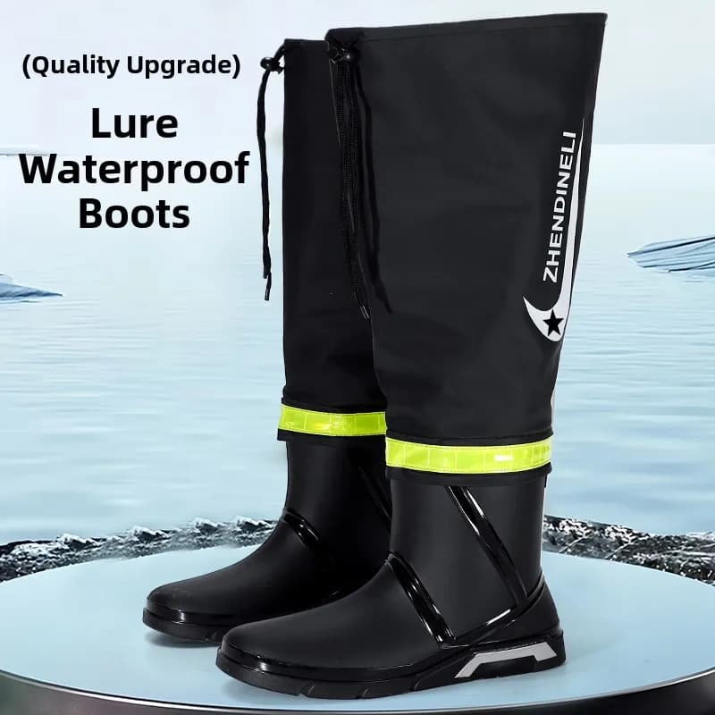 Bottes de pluie homme longues tube haut genou étanches travail anti-dérapantes livraison inondation