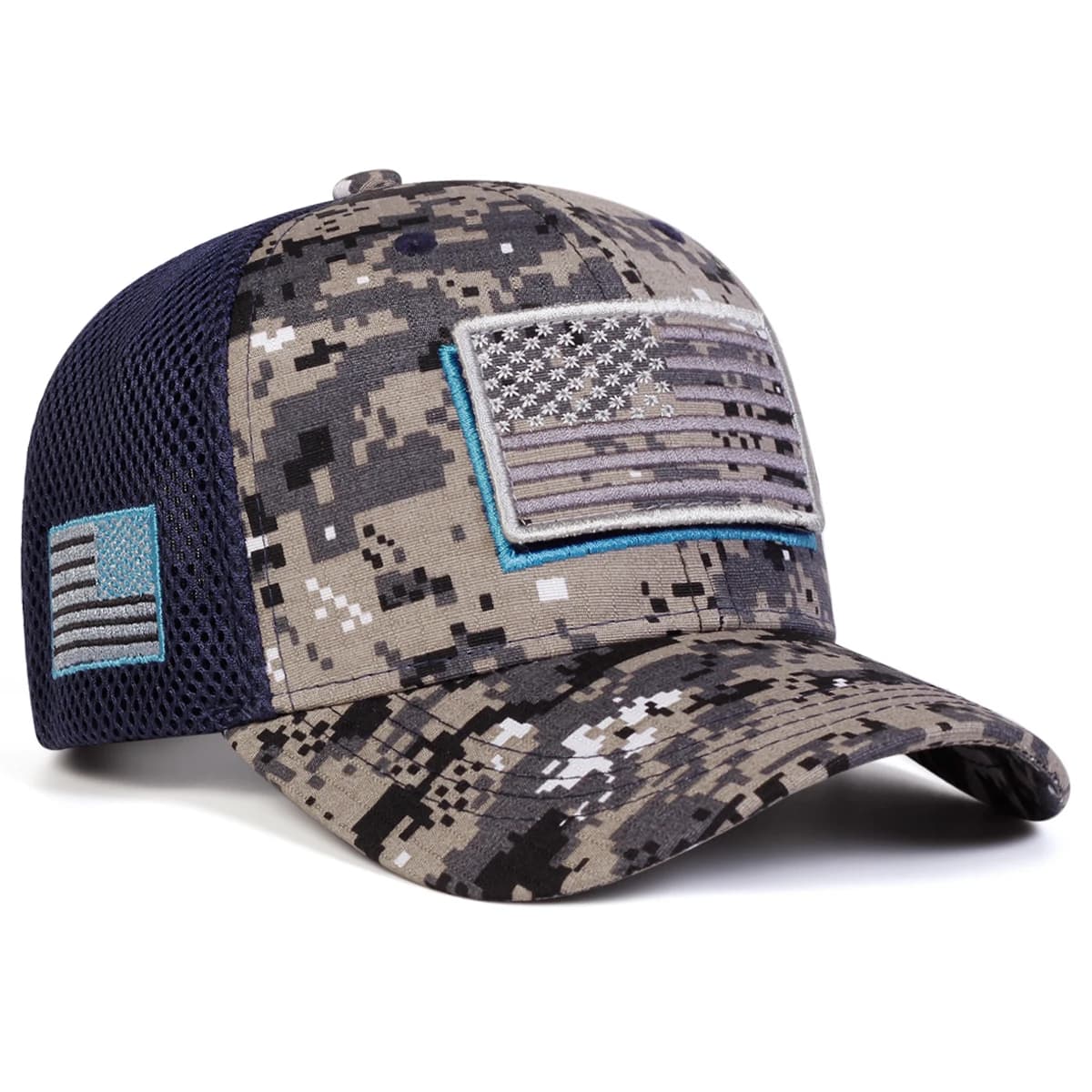 Casquette camouflage drapeau américain brodé - Unisexe printemps été outdoor - Ajustable protection UV