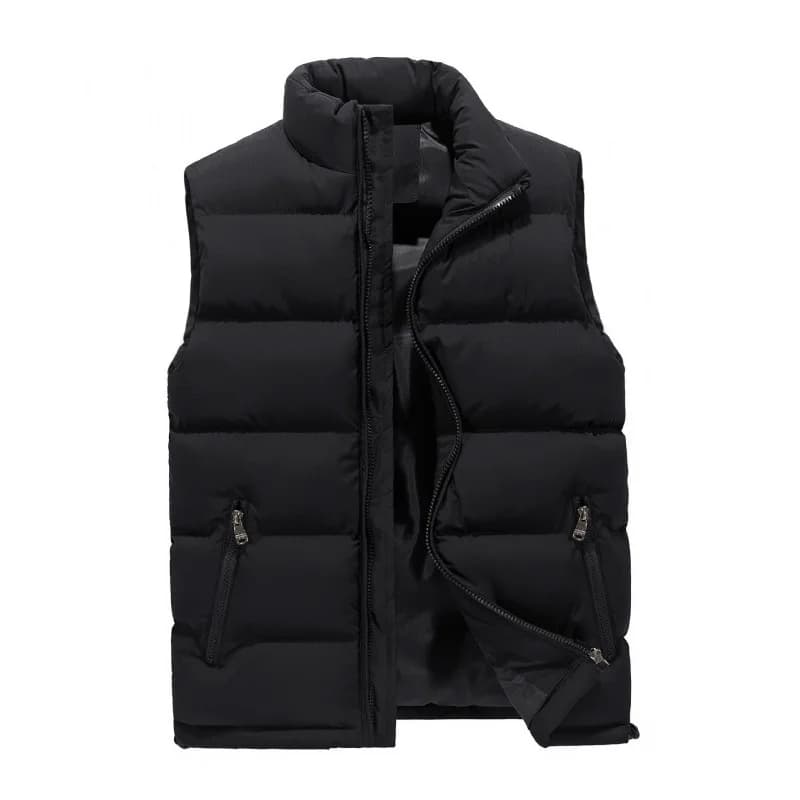 Veste sans manches imperméable hiver homme, col montant et fermeture éclair pour pêche en automne