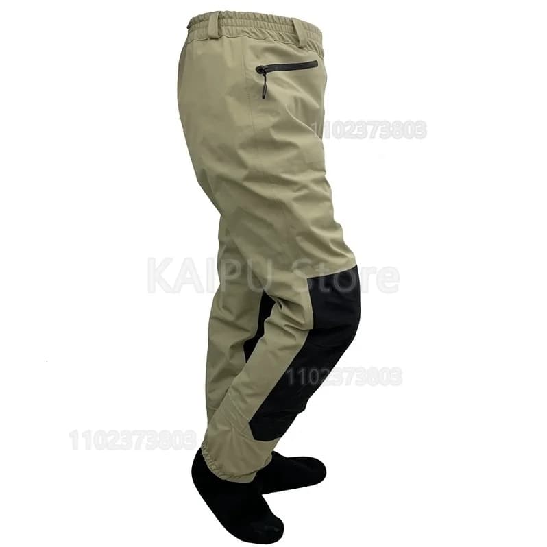 Waders de pêche à la mouche 3 couches respirants imperméables avec pieds - Pantalon de pêche à gué durable
