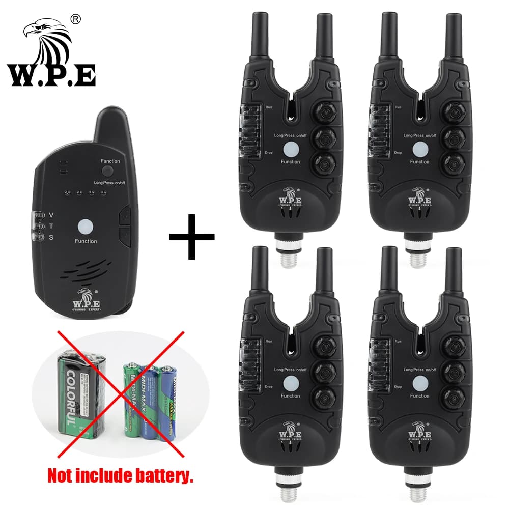 Kit alarme électronique W.P.E 4+1 pour carpe - Système sans fil avec LED et alerte sonore