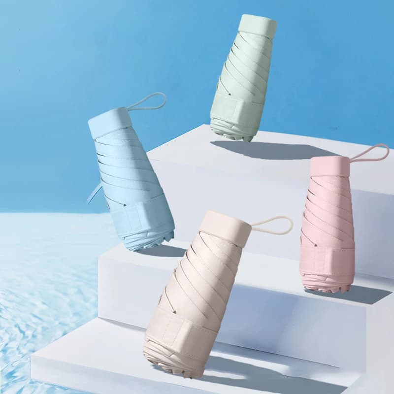 Mini parapluie poche 5 plis ultra compact pour femme léger protection soleil pluie pêche
