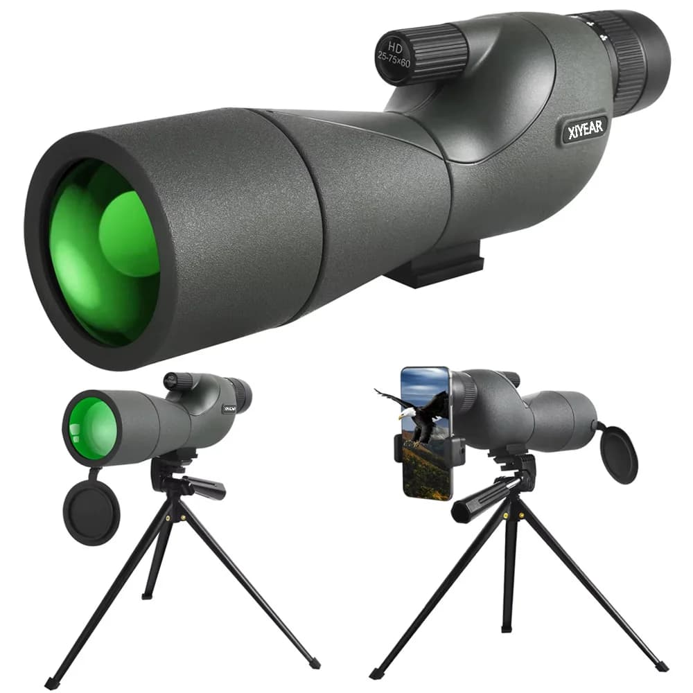 Longue-vue spotting scope 25-75x60 zoom puissant étanche observation oiseaux tir cible avec trépied