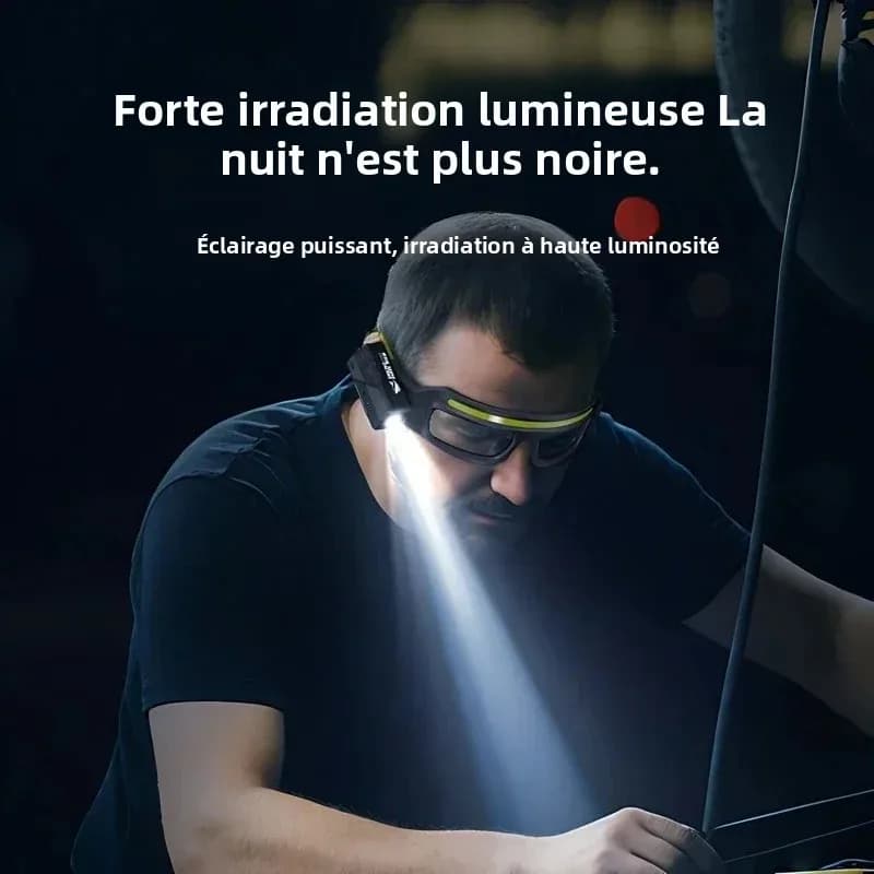 Lunettes lampe frontale professionnelle 2 en 1 contrôle gestuel pour pêche technique nocturne