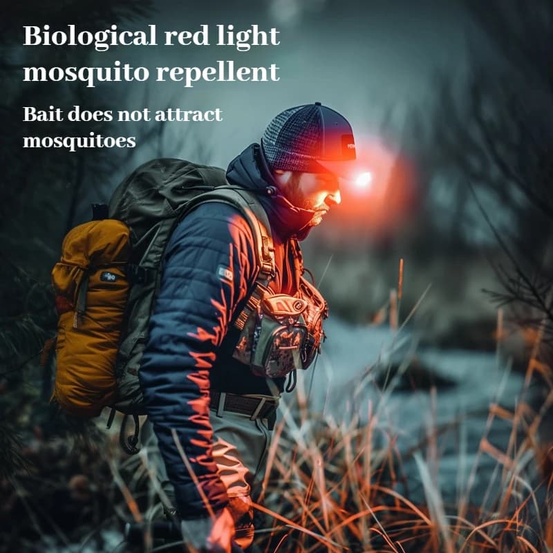Lampe frontale LEM COB ultralégère rechargeable USB avec clip pour casquette de pêche et détecteur