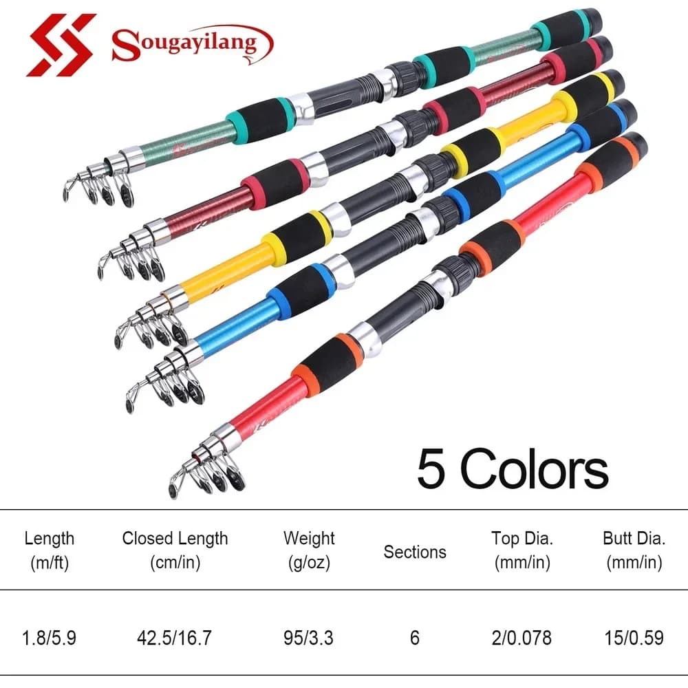Canne SOUGAYILANG spinning télescopique 2.1-3.6m carbone truite carpe - canne leurres pêche nomade