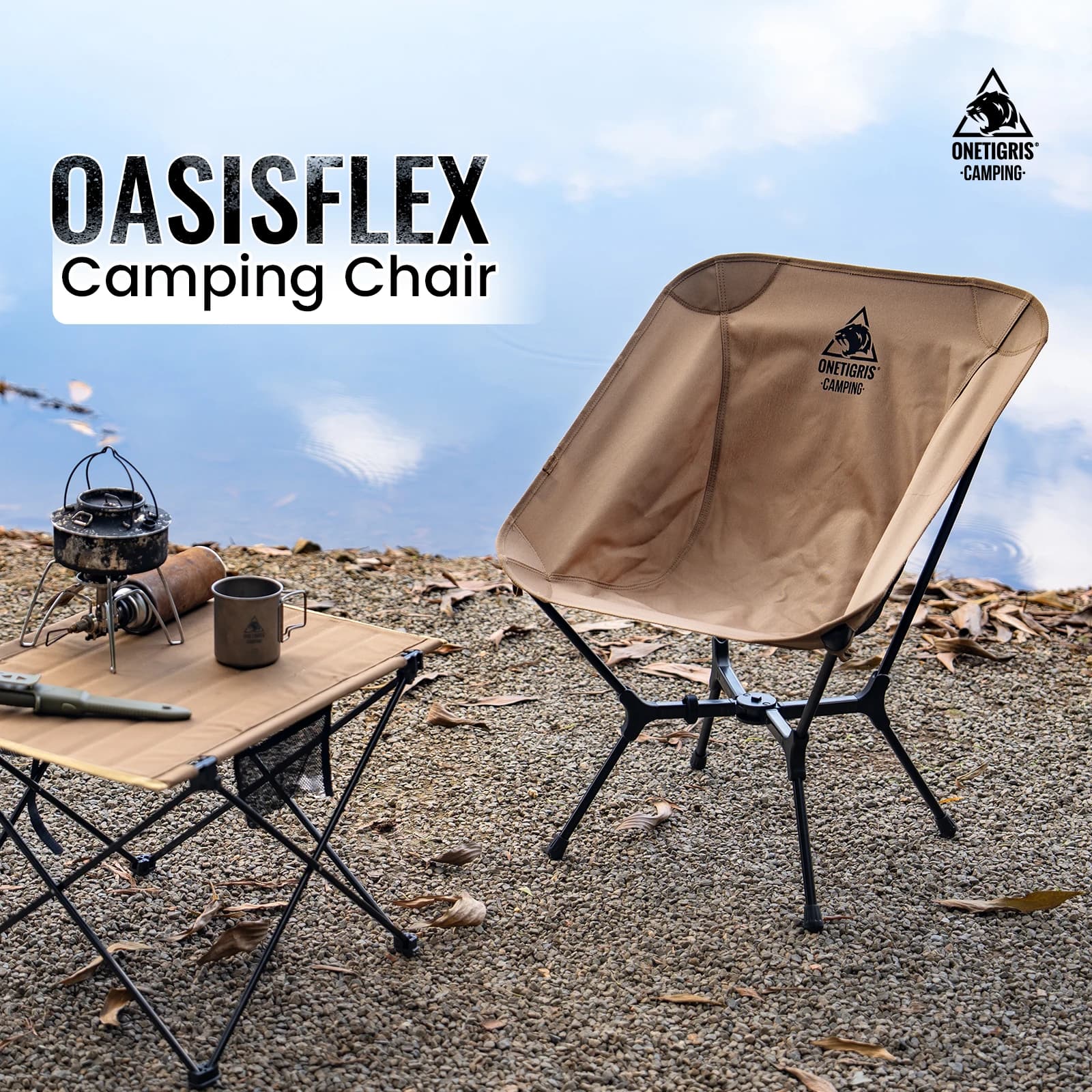 Chaise de camping OneTigris OasisFlex ultra-légère pliable - Siège pêche et randonnée confortable portable