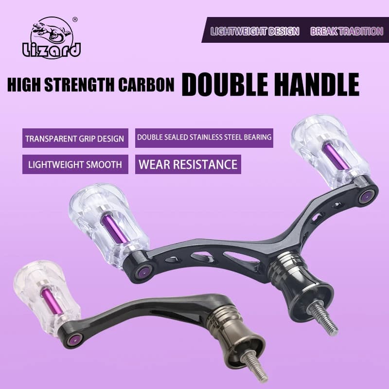Manivelle Lizard Carbon à deux boutons pour moulinet spinning - Pièces personnalisées pêche