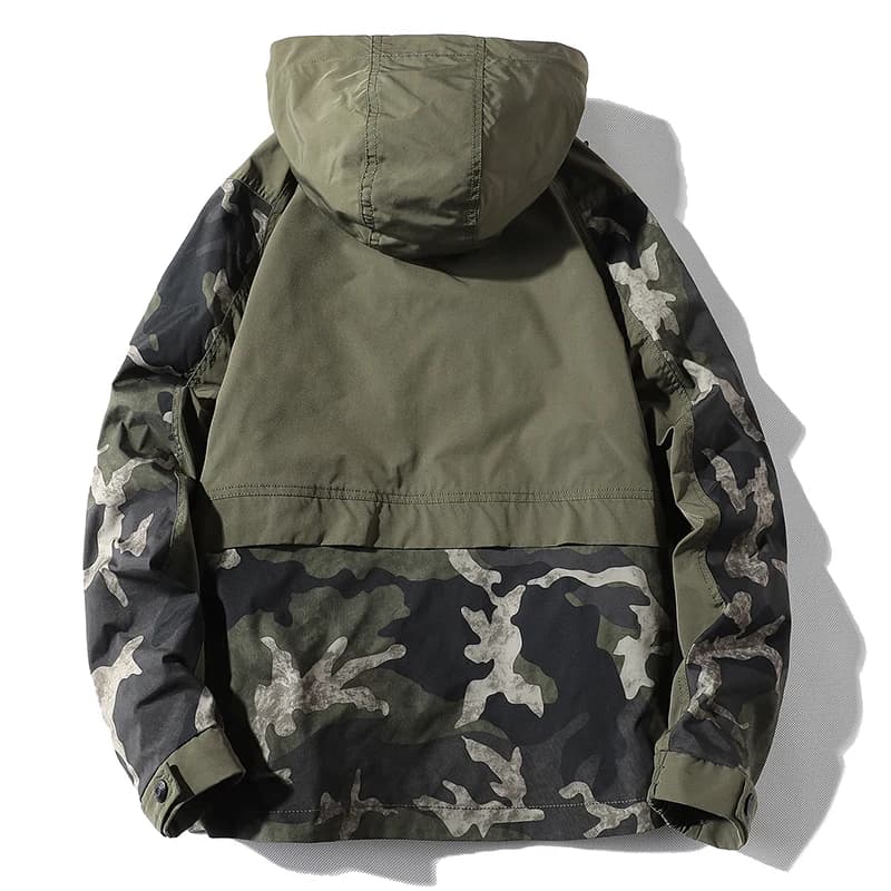 Bomber militaire homme coupe-vent avec capuche - Veste oversize 4XL pour camping et style décontracté
