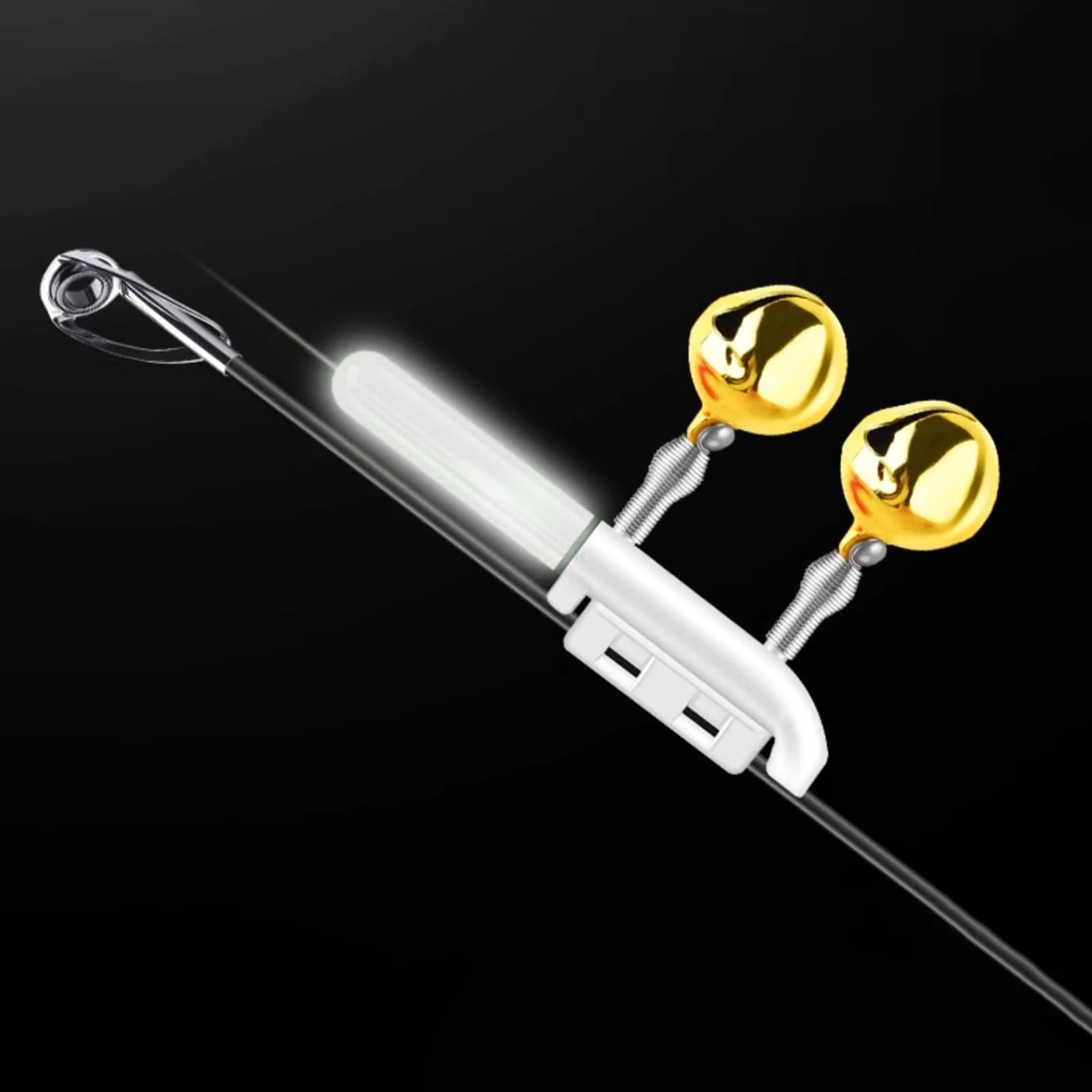 Alarme de touche pêche avec double clochette et clip - Détecteur LED sans pile pour pêche nocturne