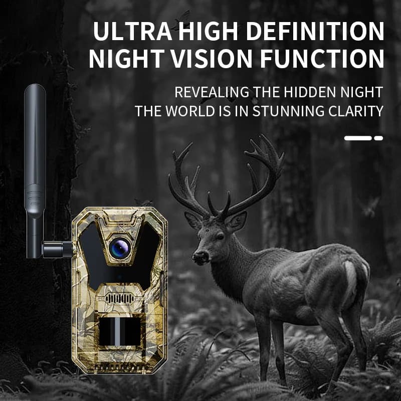 Caméra de chasse 4G solaire HD étanche avec vision nocturne infrarouge et détection de mouvement