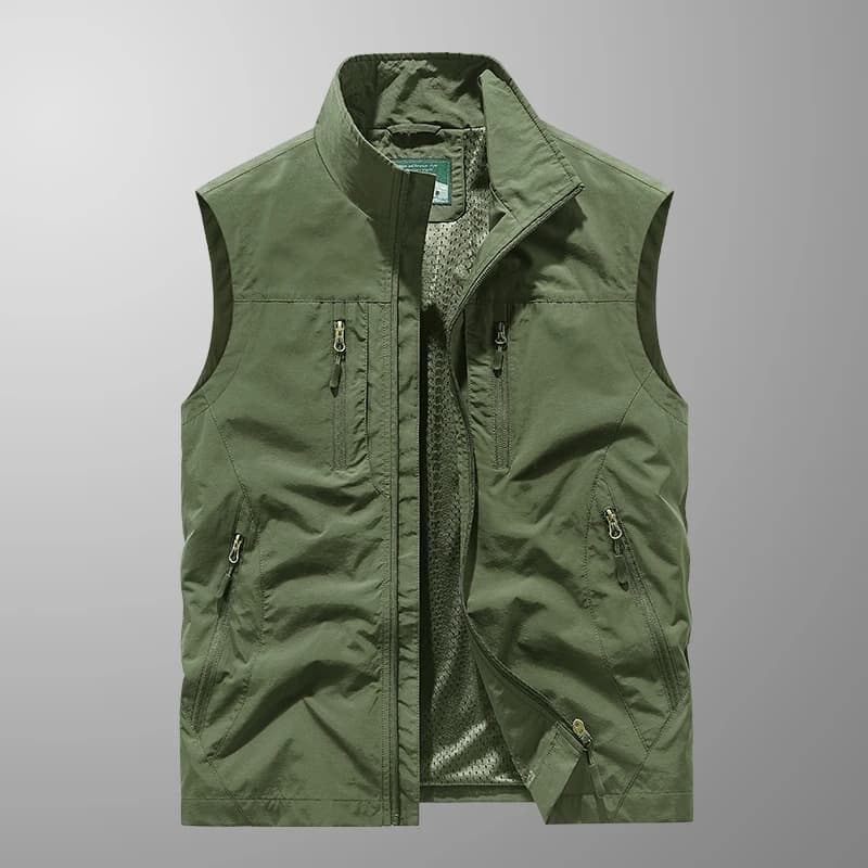Veste légère multi-poches safari homme grande taille pour randonnée estivale et voyage