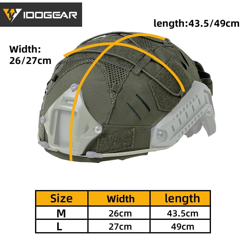 Housse légère pour casque rapide IDOGEAR avec poche batterie NVG pêche nocturne