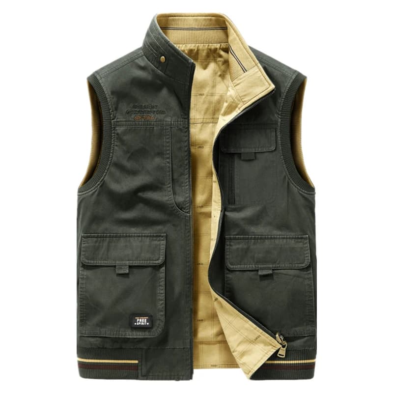 Veste de pêche sans manches double face militaire multi-poches pour homme taille grande 8XL coton automne hiver