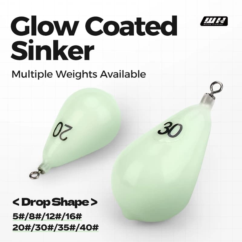 Plombs lumineux WEIHE avec coque souple, 30g à 150g pour la pêche de nuit