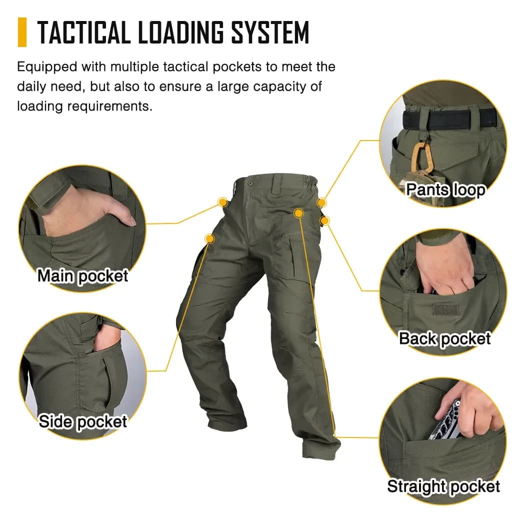 Pantalon combat tactique vert ranger pêche entraînement sport outdoor hommes durable