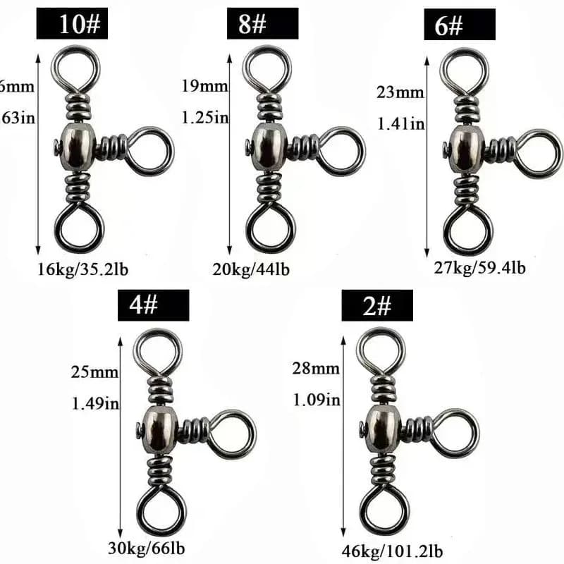 50 connecteurs trois branches nickelés noirs - Émerillons T pêche avec séparateur de ligne accessoires
