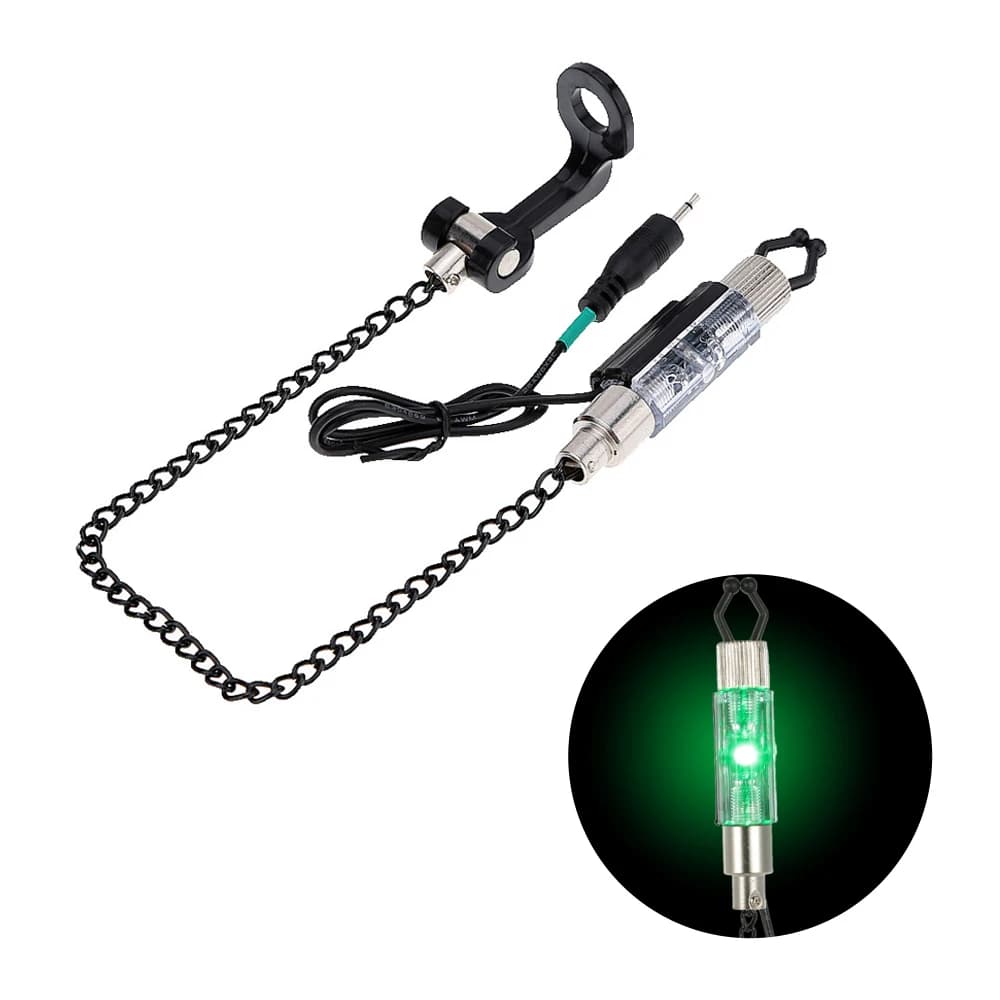 Support chaîne pour alarme de touche en fer avec indicateur LED illuminé - Accessoire de pêche pratique