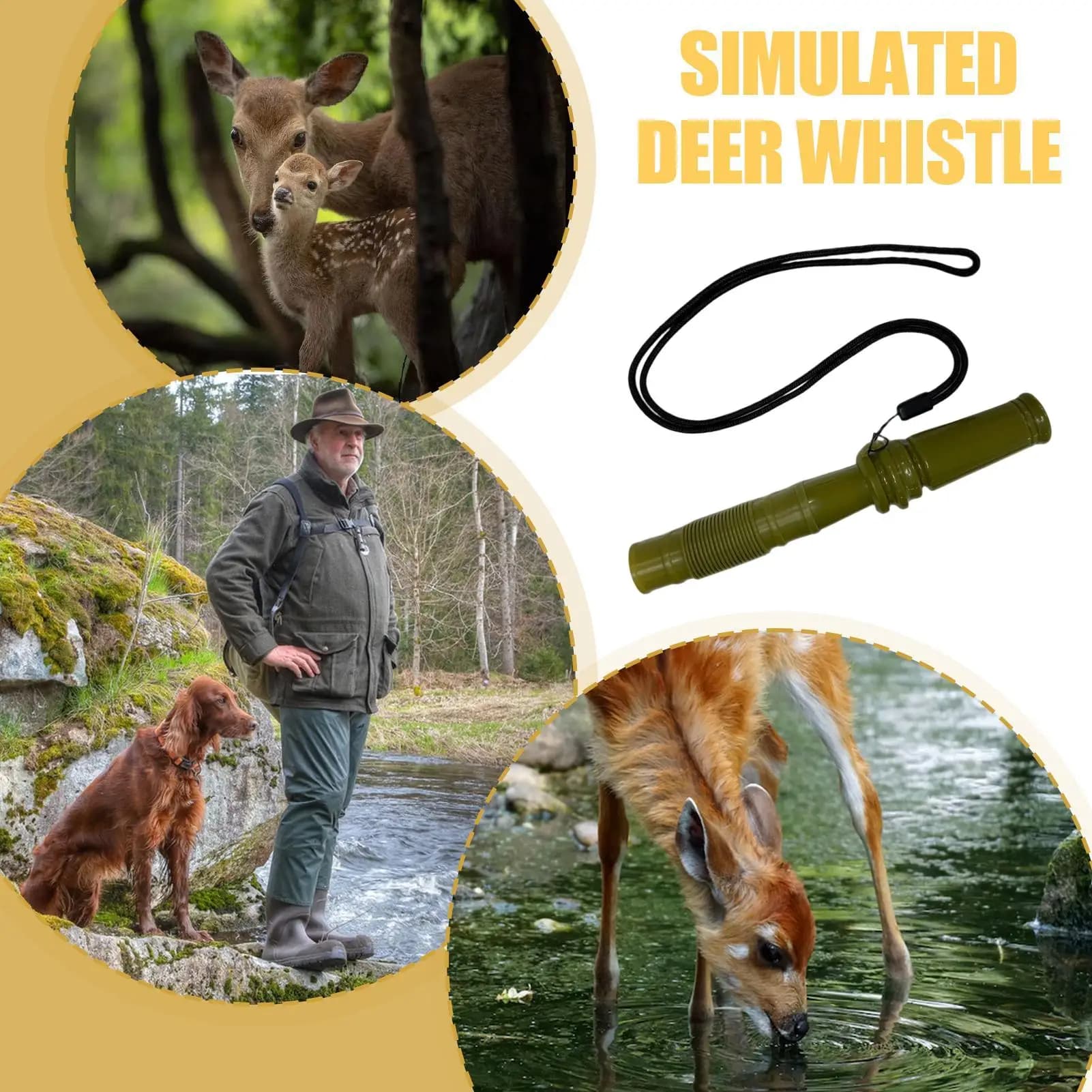 Sifflet cerf portable équipement extérieur - leurre pour chasse plage sport voyage