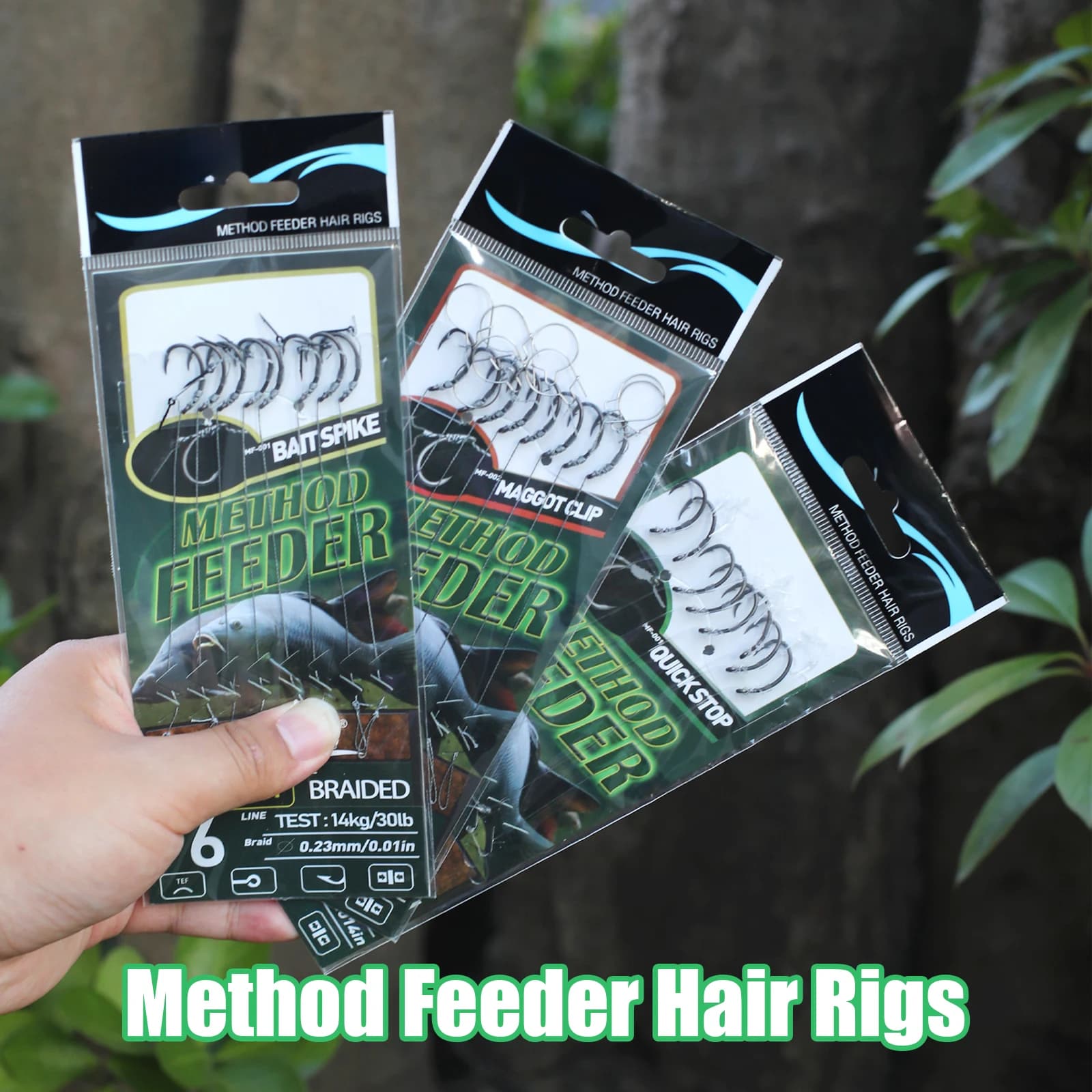 Kit 8 pièces method feeder rig premium pour pêche carpe - Spikes, clips et stoppers prémontés
