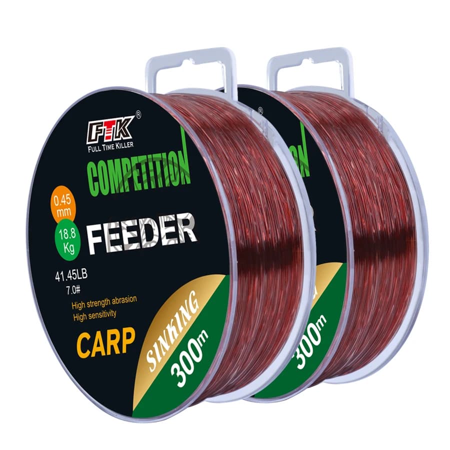 Ligne de pêche fluorocarbone monofilament carpe FTK 150m 300m, haute résistance 15-45 lb pour pêche sportive