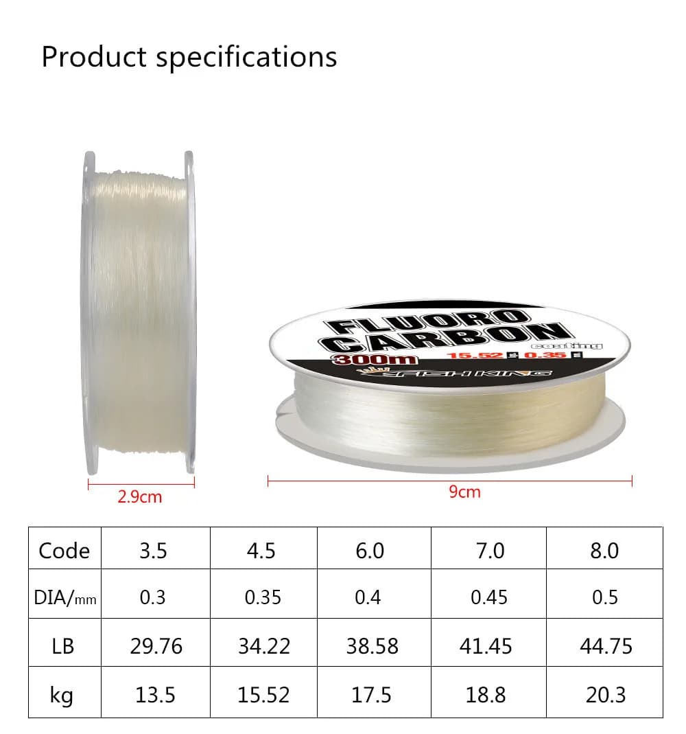 Ligne de pêche fluorocarbone Full Tank 300m 0.30 à 0.50mm - 100% monofilament japonais pour pêche sportive