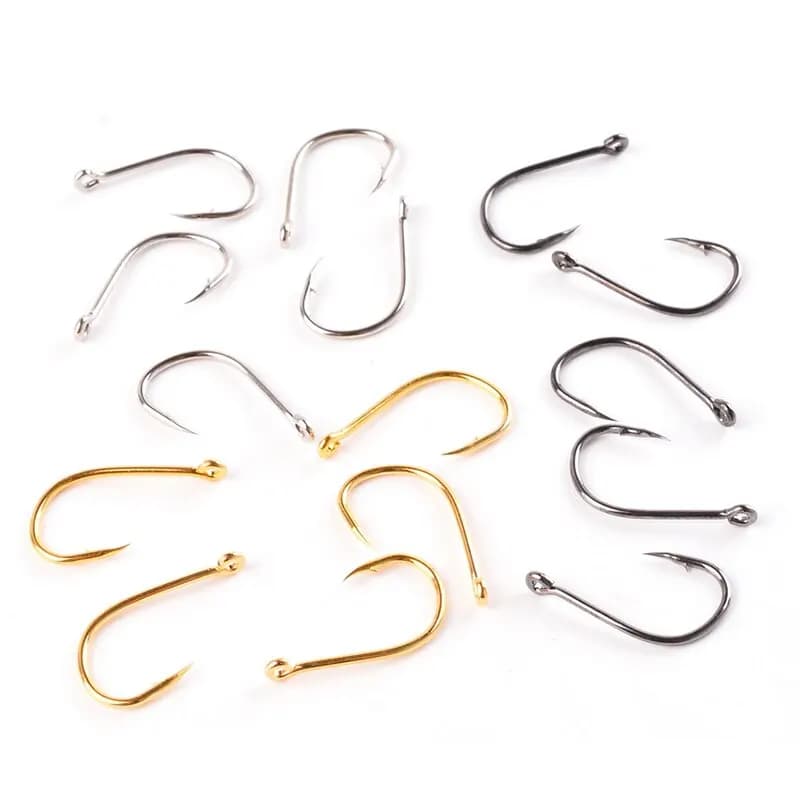 Lot de 100 hameçons à boucle pour pêche de la carpe et pêche en mer Luyatai