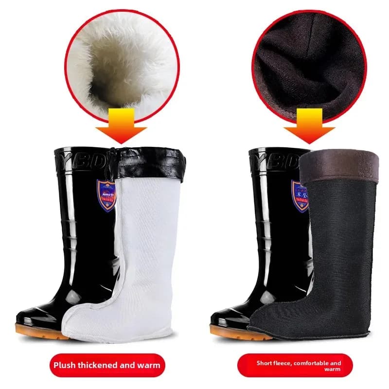 Bottes PVC pêche homme imperméables antidérapantes tube haut avec semelle caoutchouc et doublure polaire