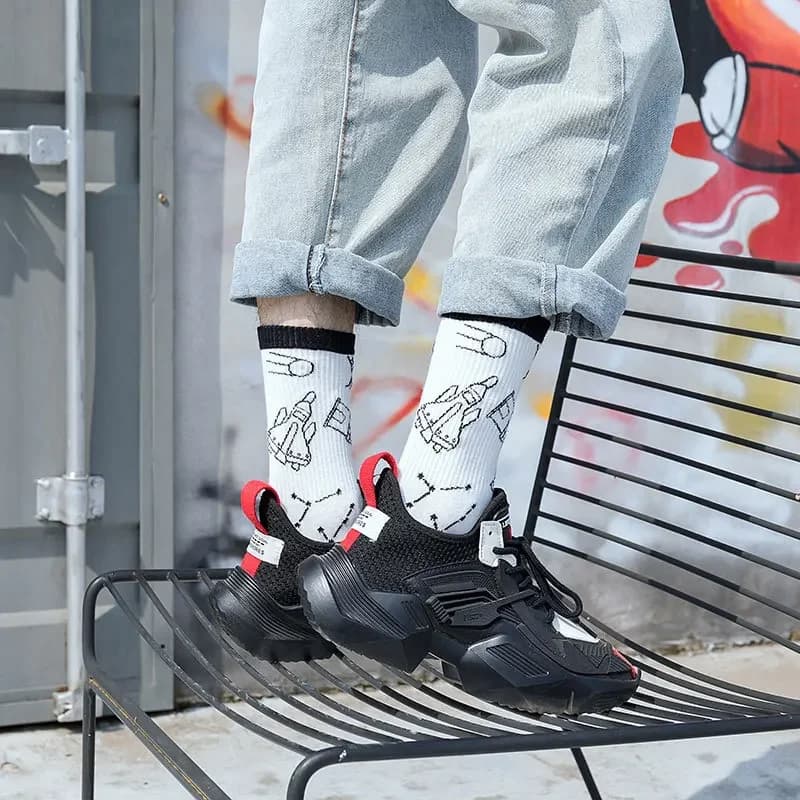 Chaussettes longues japonaises Harajuku style collège pour couple sportif homme femme tendance coton