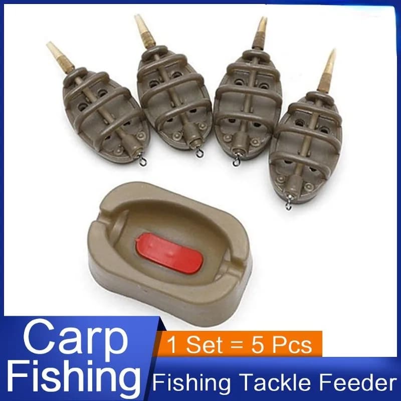 Moule à méthode feeder 5 pièces - Set pour amorçage carpe avec plomb et lance-appât intégré