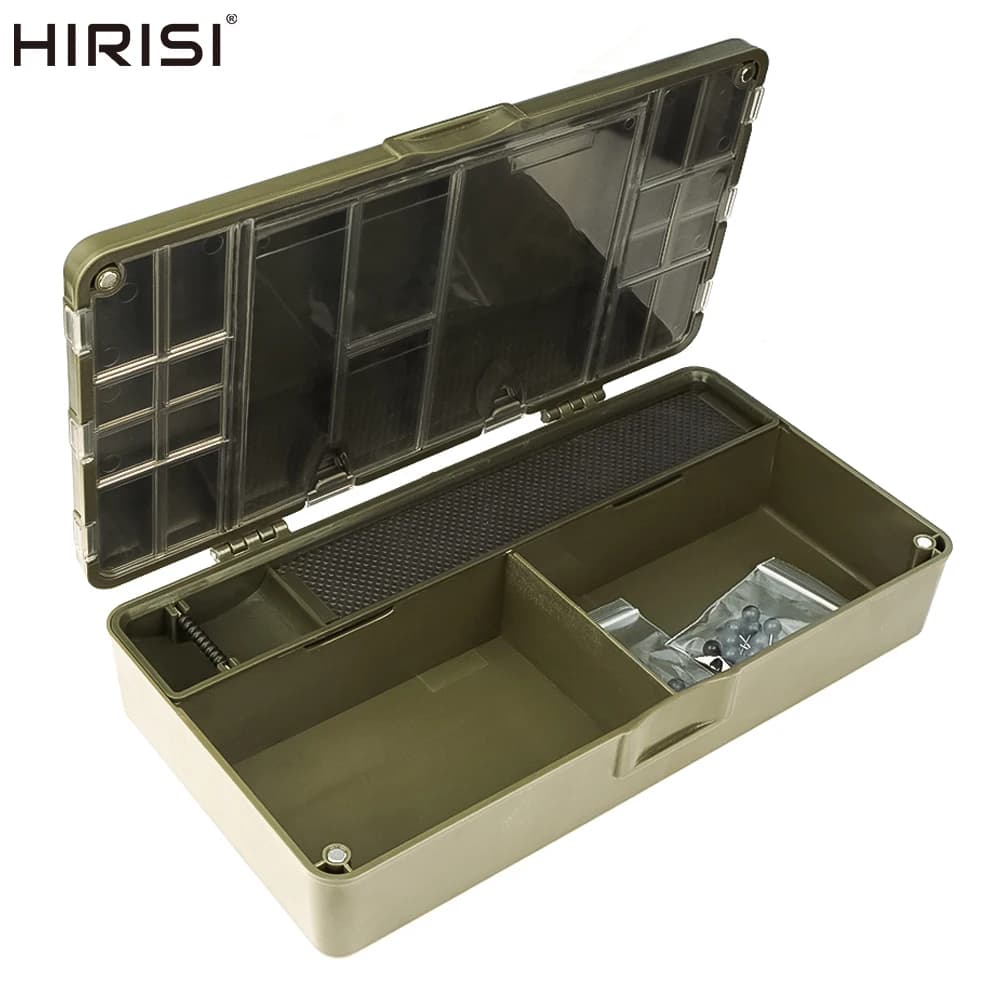 Boîte organisatrice pêche carpe Hirisi portable compartiments magnétiques rangement matériel pêche
