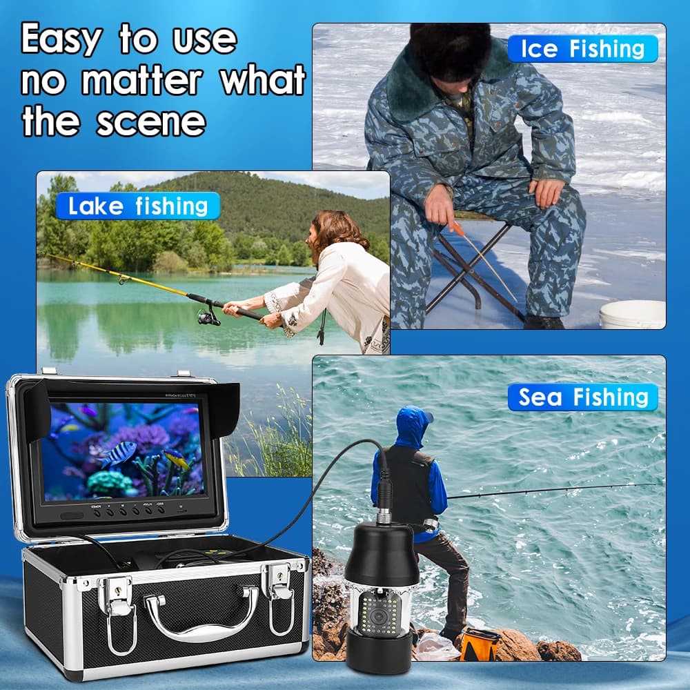 Caméra pêche professionnelle GAMWATER 9 pouces LCD 38 LEDs rotative 360° 15m/30m finder sous-marin