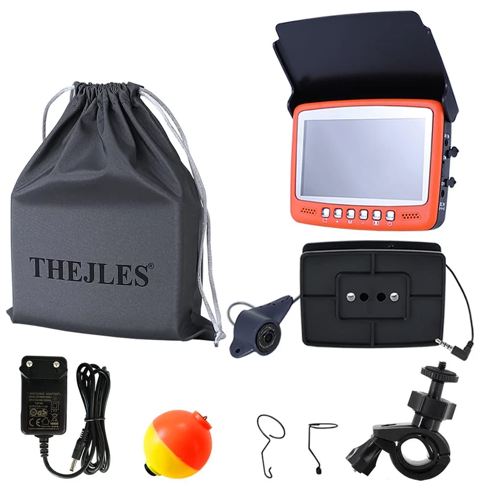 Caméra de pêche sous glace THEJLES HD 1000 lignes 4.3 pouces - Écran IPS avec 8 lumières infrarouges