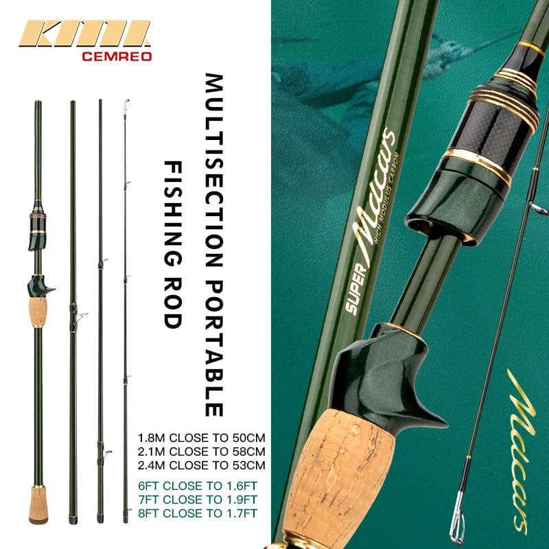 Canne Pêche Voyage CEMREO 1.8m 2.1m 2.4m Carbone Portable Spinning Casting | Tackle Qualité