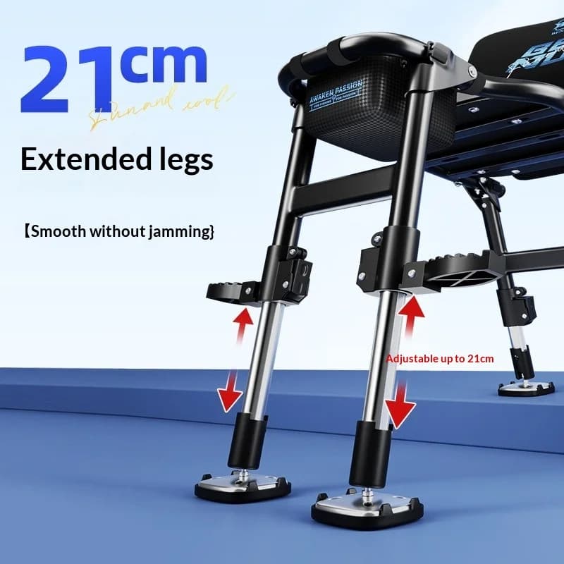 Chaise pêche pliante légère compacte réglable avec porte-canne tout-terrain