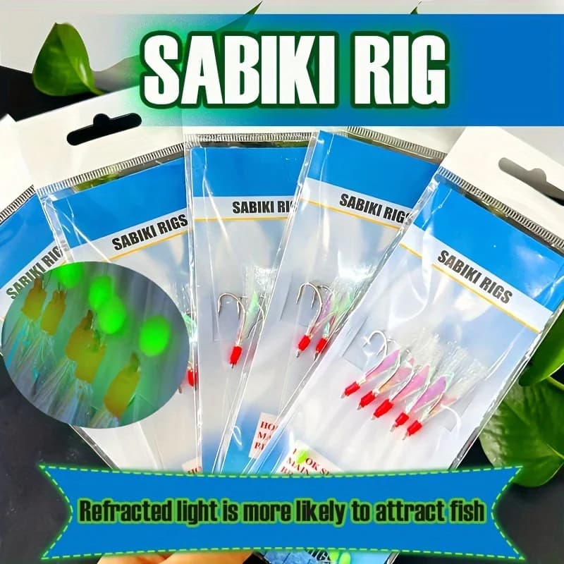 Sabiki Rigs pour Pêche en Mer - 1 à 5 Packs de Leurres à Plumes Maquereau