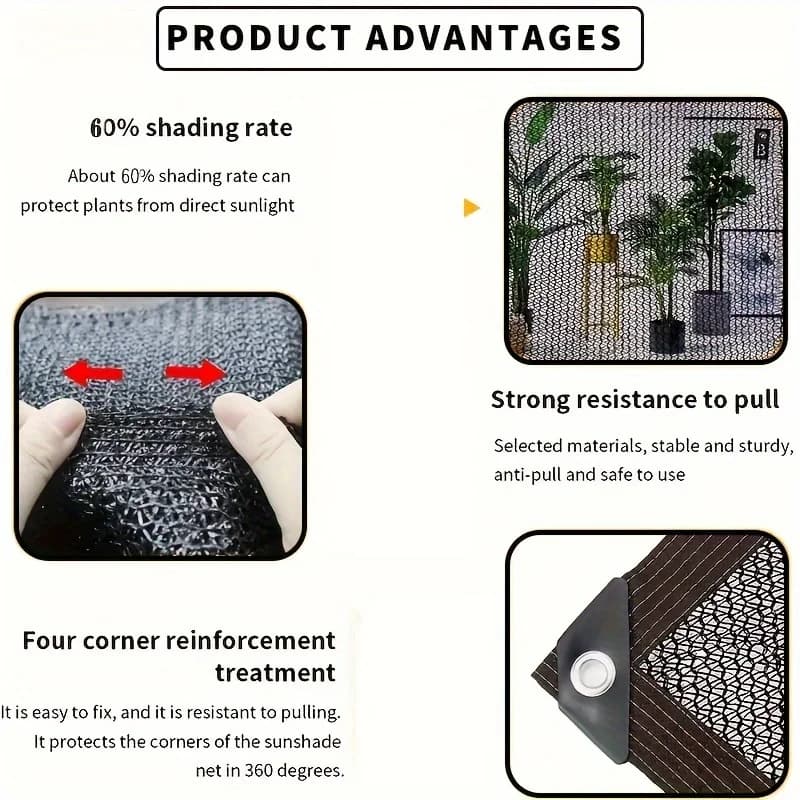 Filet d'ombrage noir anti-UV facile à installer - Protection balcon, cour et piscine pour pêcheurs