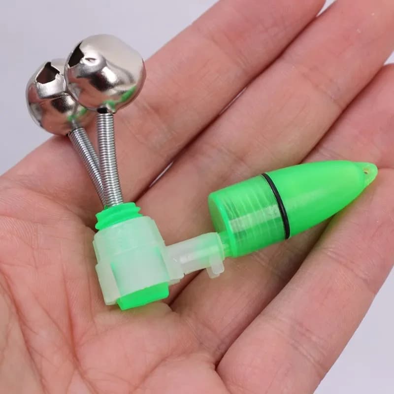 Clochette alarme lumière mer avec pince fixation canne - indicateur anneaux LED 2/6 pièces accessoires pêche nocturne