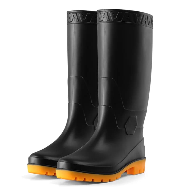 Bottes de travail homme hautes antidérapantes résistantes pluie semelle large chantier pêche
