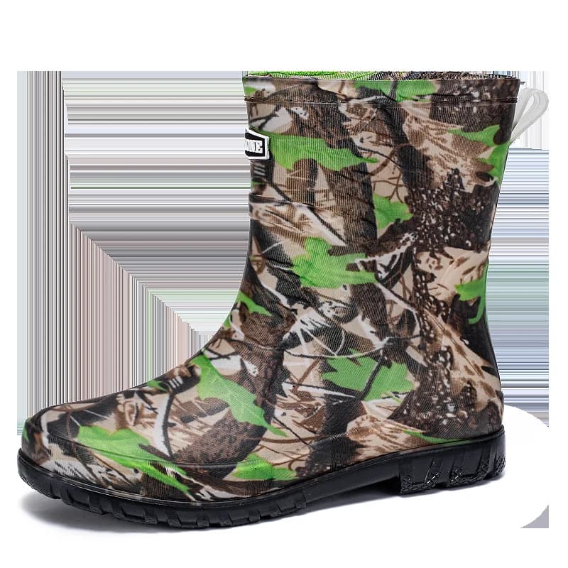 Bottes de pluie camouflage mi-mollet homme printemps automne pêche chasse montagne antidérapantes